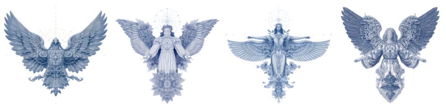 Artistic Angel Illustrations - Wings and Celestial Design