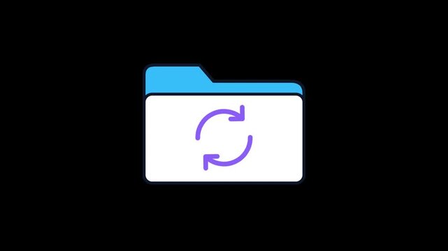 Animated folder sync icon motion graphic