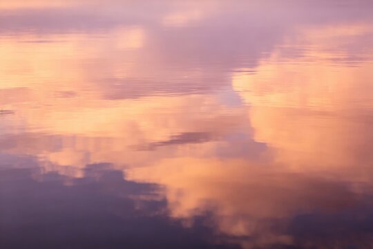 Abstract Cloud Reflection on Water, Warm Peach Lavender Mirror Symmetry