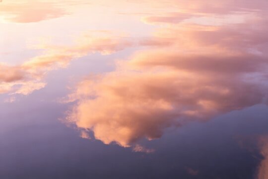Abstract Cloud Reflection on Water, Warm Peach Lavender Mirror Symmetry
