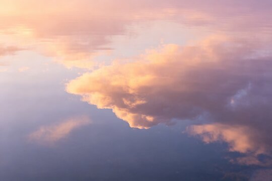 Abstract Cloud Reflection on Water, Warm Peach Lavender Mirror Symmetry