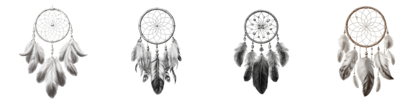 Dreamcatcher Collection: Native American Inspired Art on White Background