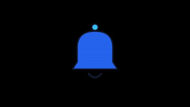 Animated Blue Notification Bell Icon Ringing with Sound Waves
