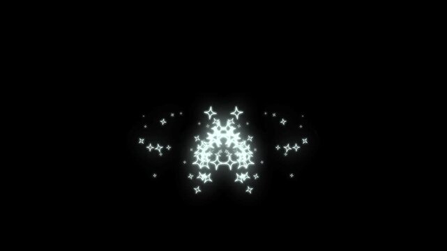White glowing twinkling glitter star, glowing magic glitter trail on black screen.4k, magical fairy shimmer particles, elegant two lines of magical twinkle doodle stars trail