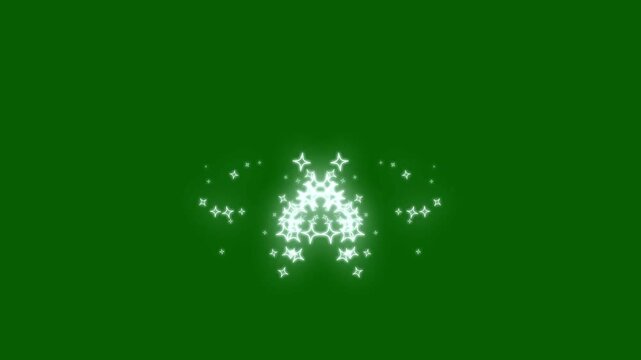 White glowing twinkling glitter star, glowing magic glitter trail on green screen.4k, magical fairy shimmer particles, elegant two lines of magical twinkle doodle stars trail