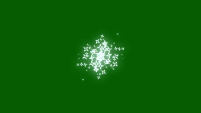 White glowing twinkling glitter star, glowing magic glitter trail on green screen.4k, magical fairy shimmer particles, elegant two lines of magical twinkle doodle stars trail