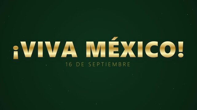Seamless loop elegant 3D gold Viva Mexico typography animation with subtle glow