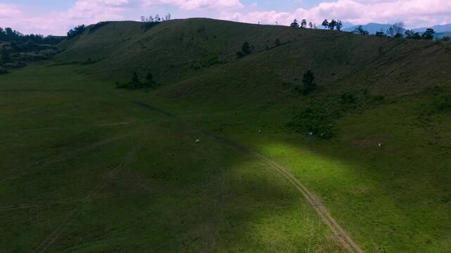 aerial view of the wurung crater, east java