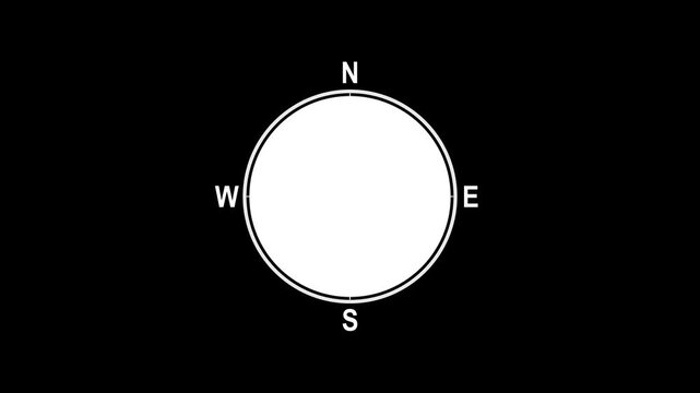 Minimal Compass Navigation Icon with North South East West Direction Symbols .4k 