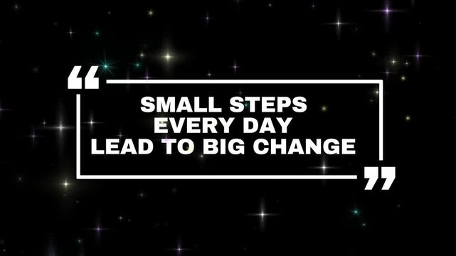 Motivational quote text animation with twinkling starry background and glowing light flares effect with animation