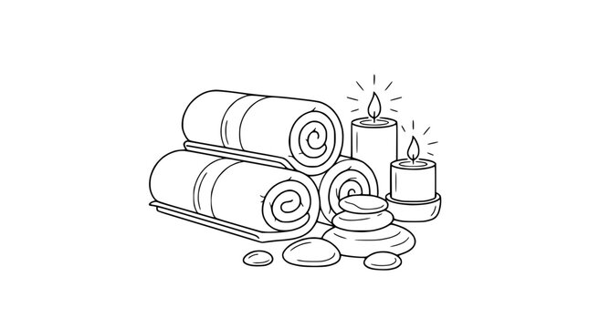 Spa Wellness Treatment Line Art Illustration