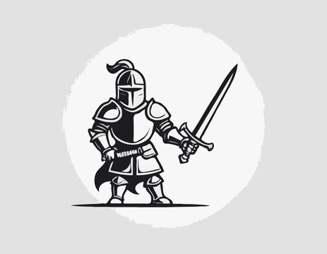 Knight Warrior Medieval image vector. Black and white Knight Warrior Medieval image vector on white background.