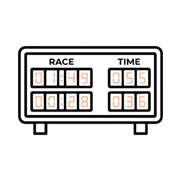 Scoreboard displaying race and time information with digital readouts