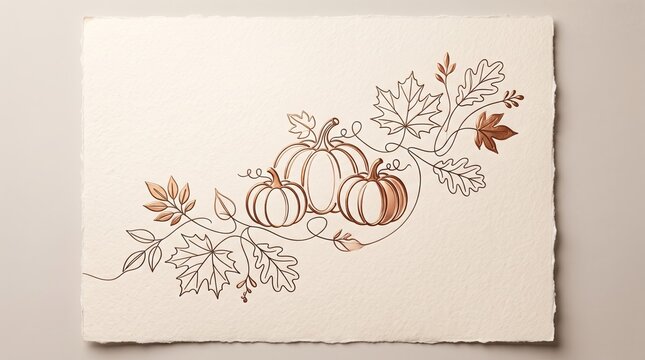 A beautiful hand drawn sketch illustration for a happy thanksgiving day banner featuring pumpkins and autumn leaves