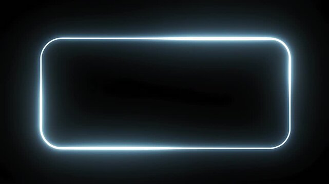 Blue glowing neon rectangular border with rounded corners isolated on a black background