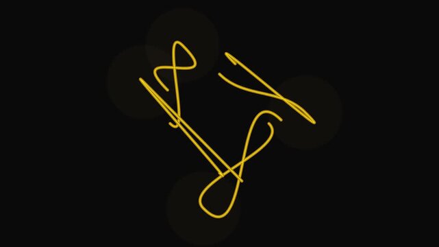 Abstract Golden Light Scribble Animation on Black Background