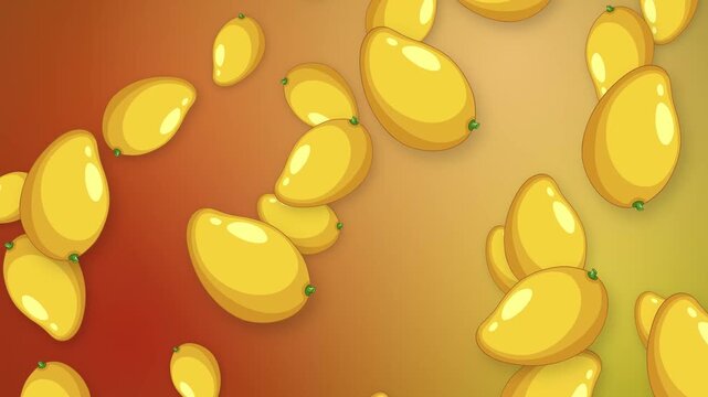 Animated Falling Yellow Mangoes on Gradient Mesh Background