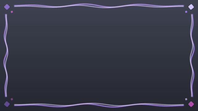 Animated Violet Ribbon Border with Wavy Lines and Geometric Accents