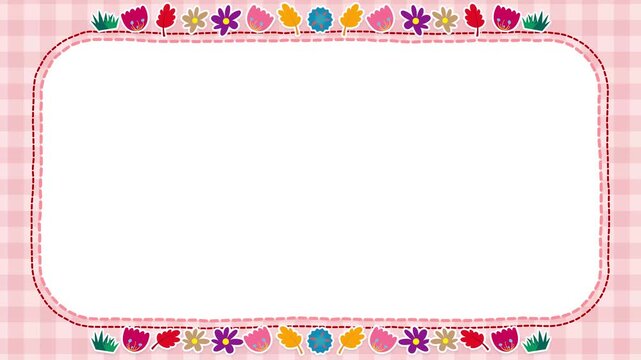 Cute Pink Plaid Notebook Frame with Animated Flower Border