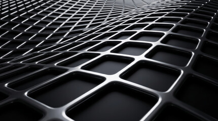 Fototapeta premium Close-up of precision-engineered curved metallic grid panel with geometric pattern for industrial design