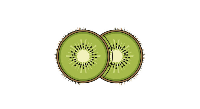 Two vibrant green kiwi fruit slices, showcasing fresh and healthy natural produce, perfect for a balanced diet and culinary inspiration