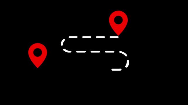 Measuring distance length dotted line animation, Tourism and travel concept animation location mark point. Social Distancing.