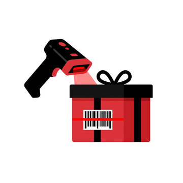 Gift box scanned by barcode reader