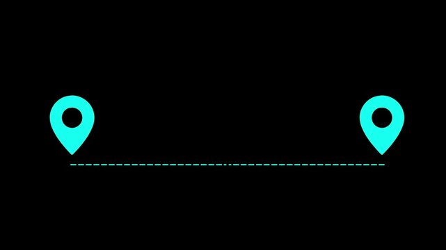 Measuring distance length dotted line animation, Tourism and travel concept animation location mark point. Social Distancing.