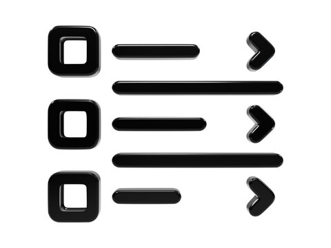 Interactive list navigation menu black glossy design for web mobile application ui.