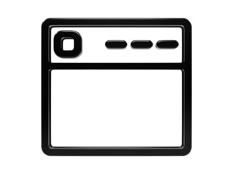 Minimalist browser frame interface element black glossy design for web development.