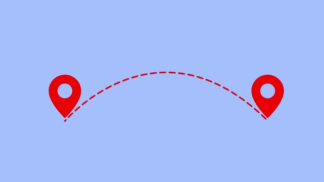 Measuring distance length dotted line animation, Tourism and travel concept animation location mark point. Social Distancing.