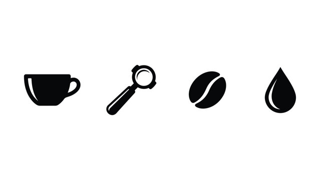 Espresso Coffee Brewing Icon Set, Barista Cafe Vector Symbols