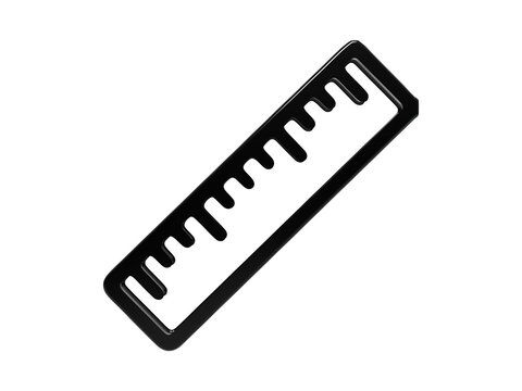 Black glossy ruler icon featuring measurement tool for mathematical geometry tasks.