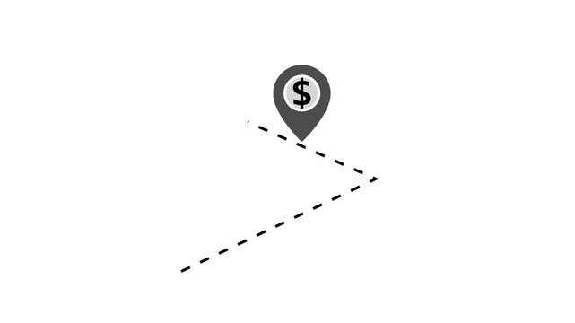 Measuring distance length dotted line animation, Tourism and travel concept animation location mark point. Social Distancing.