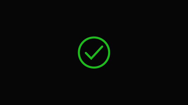 Simple green checkmark inside a circle on a dark background