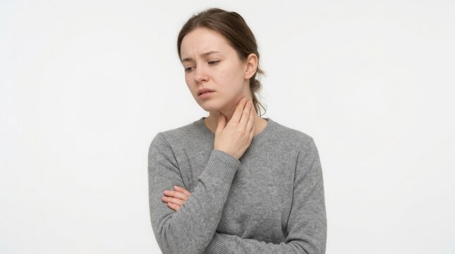 Young Woman Feeling Sick With Sore Throat And Cold Symptoms