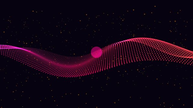 Mesmerizing 3D fluid particle ribbon undulating with dynamic soundwave frequency vibrations, representing conversational AI, voice recognition, and digital assistant intelligence. 4K 60fps loop with v