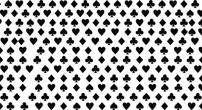 Seamless Black Hearts and Spades Pattern Background for Romantic Designs