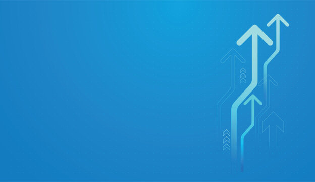 Abstract digital graphic showing growth and an upward trend in the stock market using stylized linear arrows. and strong finance performance in an increasing market vector illustration