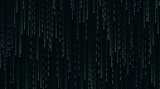 Digital Rain Code Lines on Black Technology Background