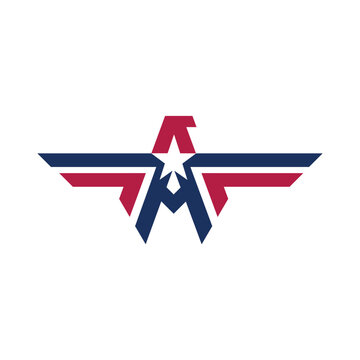 US thunderbird icon with spread wings and tribal design template
