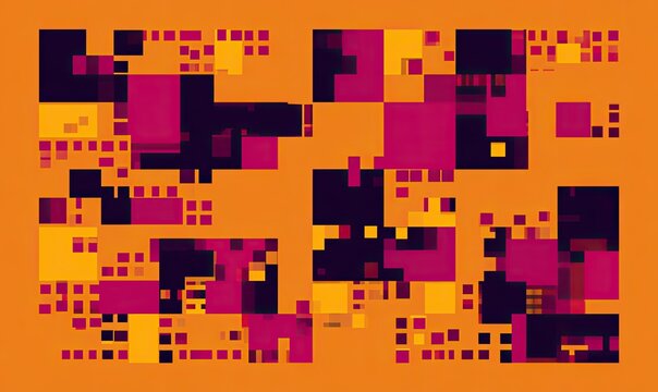 Abstract geometric pattern of overlapping squares and rectangles in bold colors