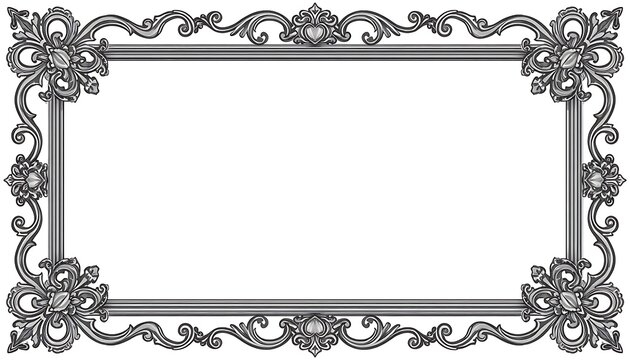 Fine Silver Filigree Vintage Rectangular Picture Frame Border with Detailed Corner Accents