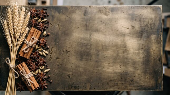 A rustic wooden background featuring dried wheat and pinecones perfect for a beautiful happy thanksgiving day banner design project