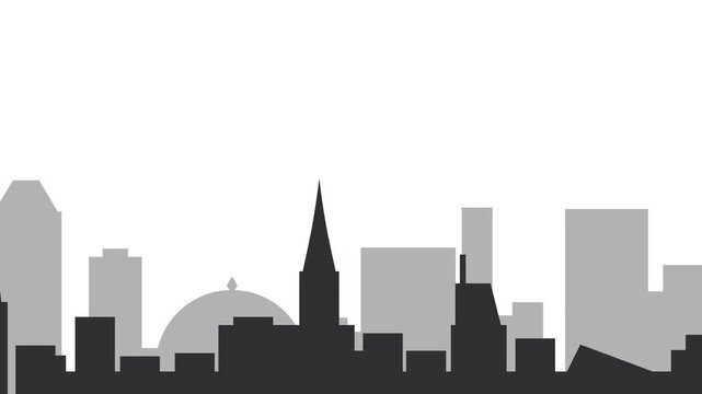 City Skyline Silhouette Animation with Parallax Buildings Seamless Loop Background