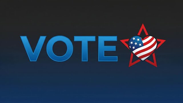 Election day concept with vote text and animated american heart icon
