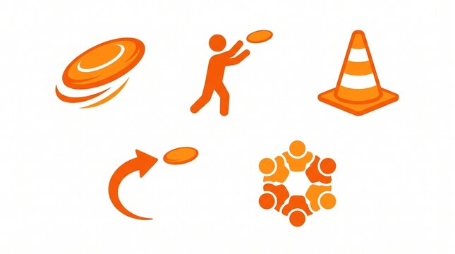 Ultimate Frisbee Disc Sport Flat Vector Icon Set