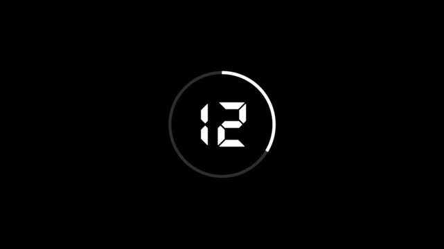 Countdown timer from 15 to 0 seconds real time. Modern flat design of countdown animation isolated on transparent background with alpha channel 90 Seconds Digital Countdown Timer Animation