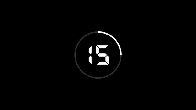Countdown timer from 20 to 0 seconds real time. Modern flat design of countdown animation isolated on transparent background with alpha channel 90 Seconds Digital Countdown Timer Animation