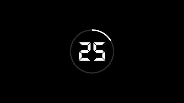 Countdown timer from 30 to 0 seconds real time. Modern flat design of countdown animation isolated on transparent background with alpha channel 90 Seconds Digital Countdown Timer Animation